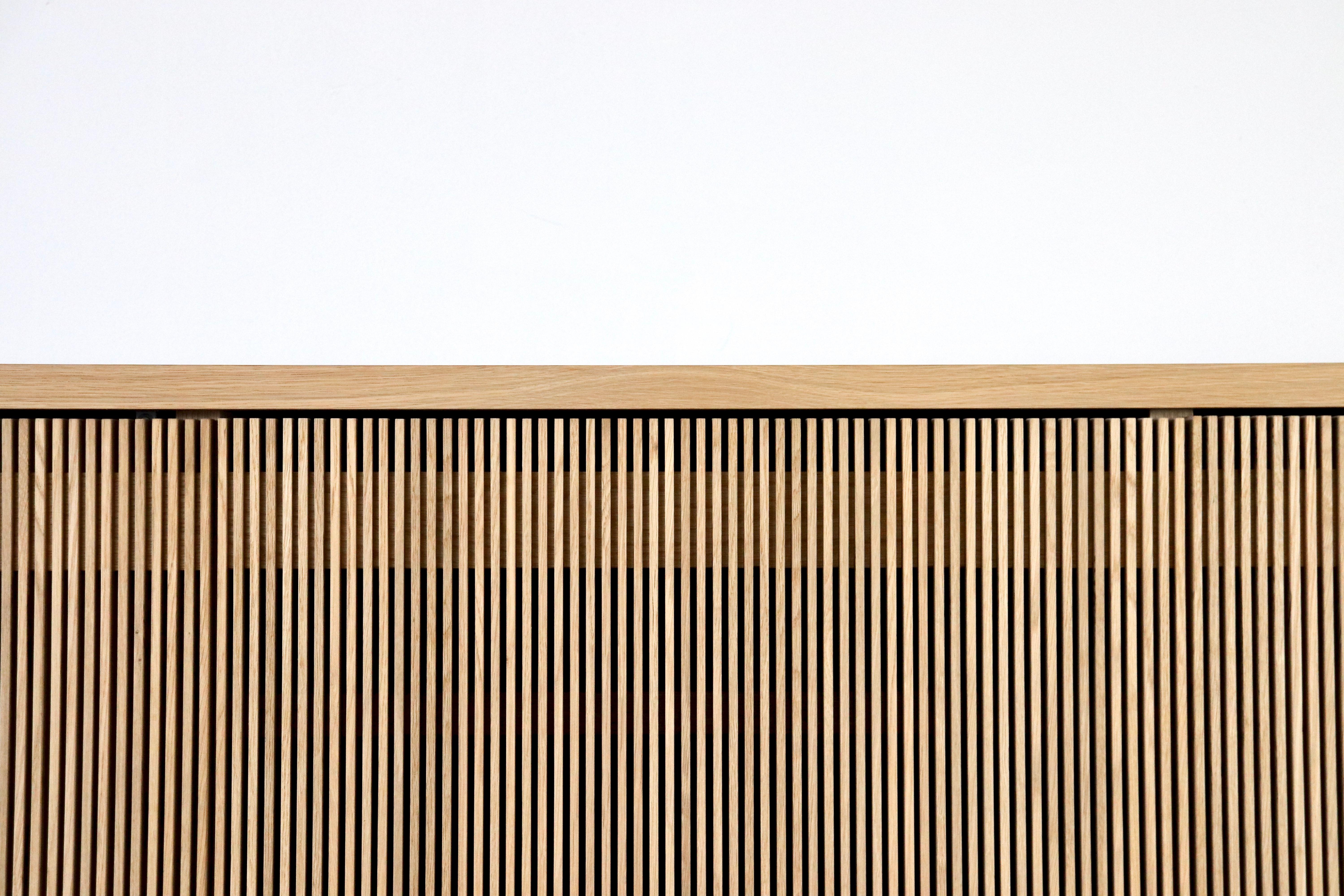 American Custom Oak Slatted Credenza W 120