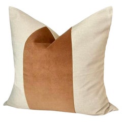 Cuscino lombare personalizzato riempito di piuma d'oca in lino e mohair color rame 12" x 24"