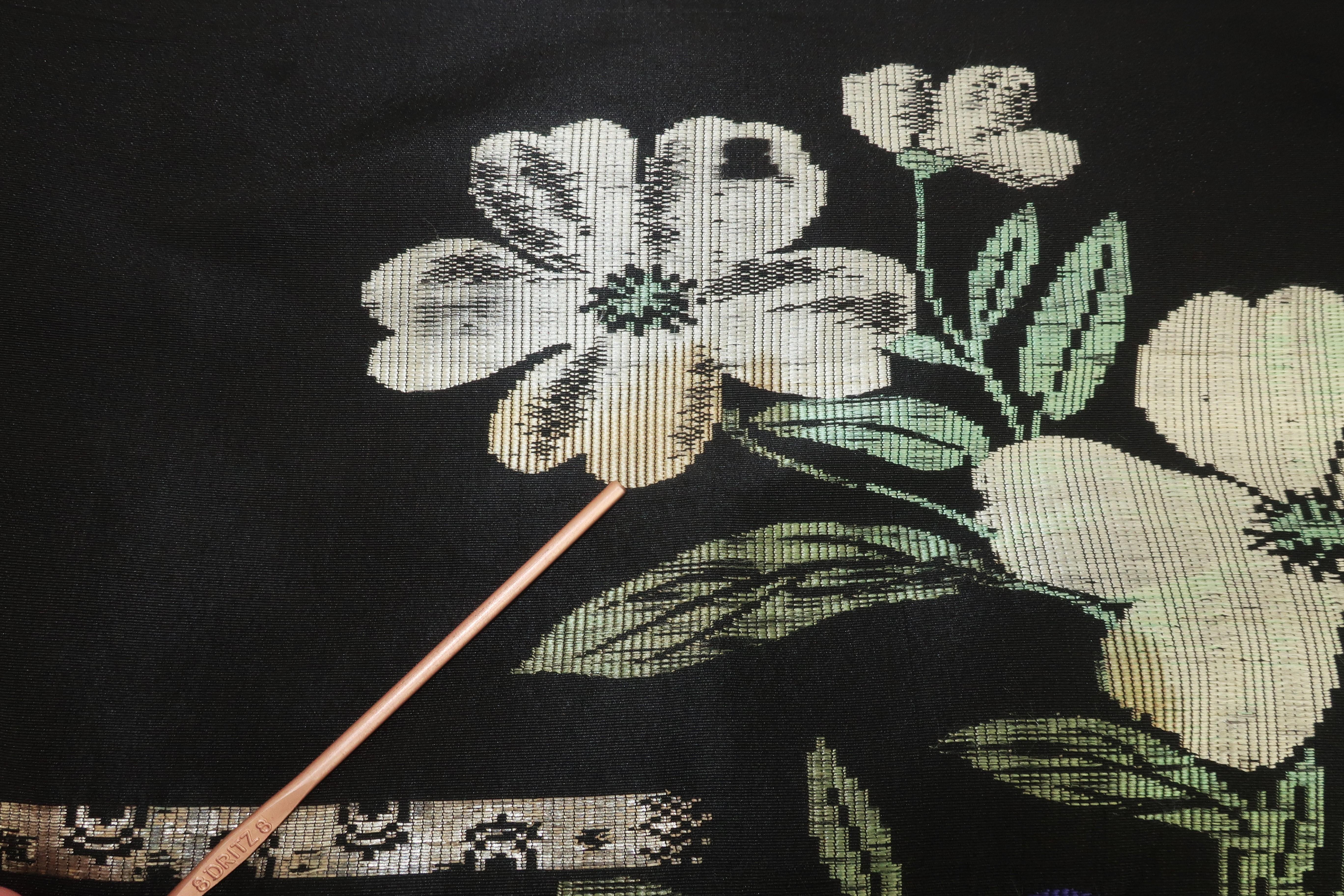 Custom Obi Black Top With Floral Design, C.1950 For Sale 5