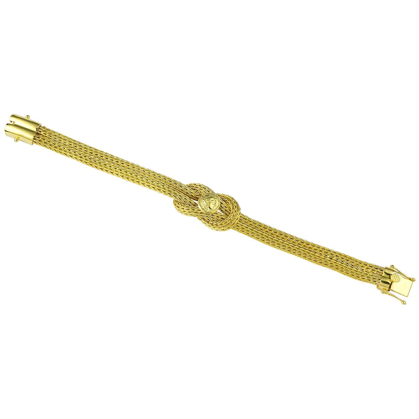 Georgios Kollektionen Hand gestricktes Goldarmband aus 18 Karat Gold mit Herkules-Knoten im Zustand „Neu“ im Angebot in Astoria, NY