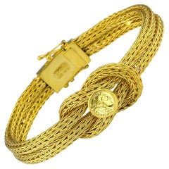 Georgios Kollektionen Hand gestricktes Goldarmband aus 18 Karat Gold mit Herkules-Knoten