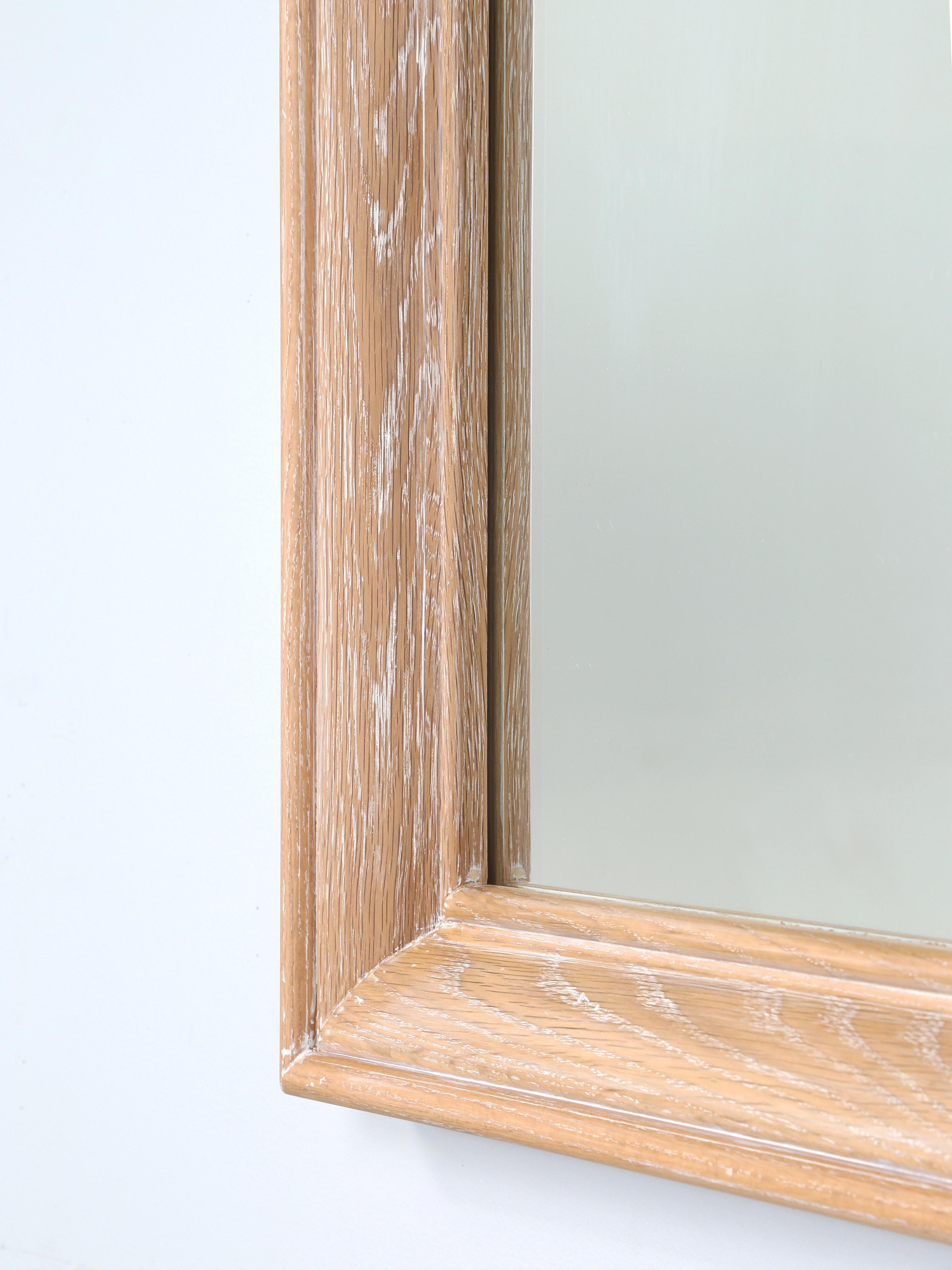 Hand-Crafted Custom Old Plank Cerused Oak Mirror Made in House and Available in any Dimension For Sale