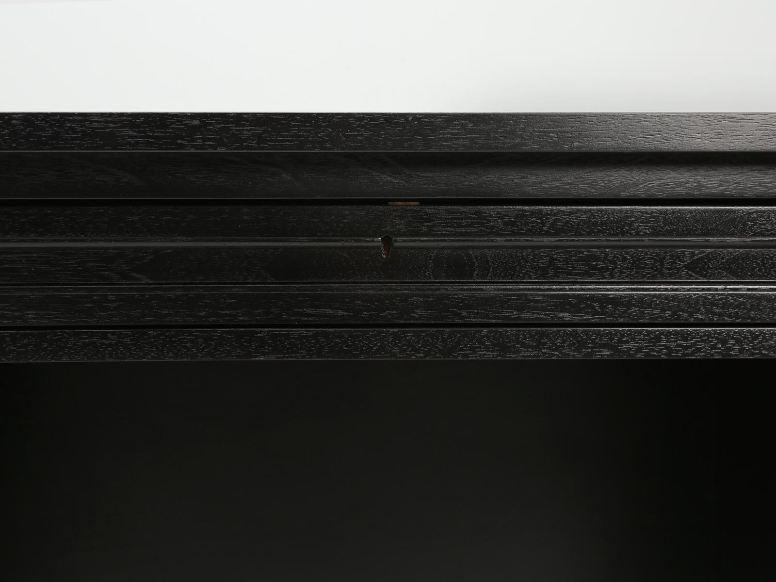 Custom Old Plank Directoire Inspired Ebonized Desk with Gilded Leather Top For Sale 4