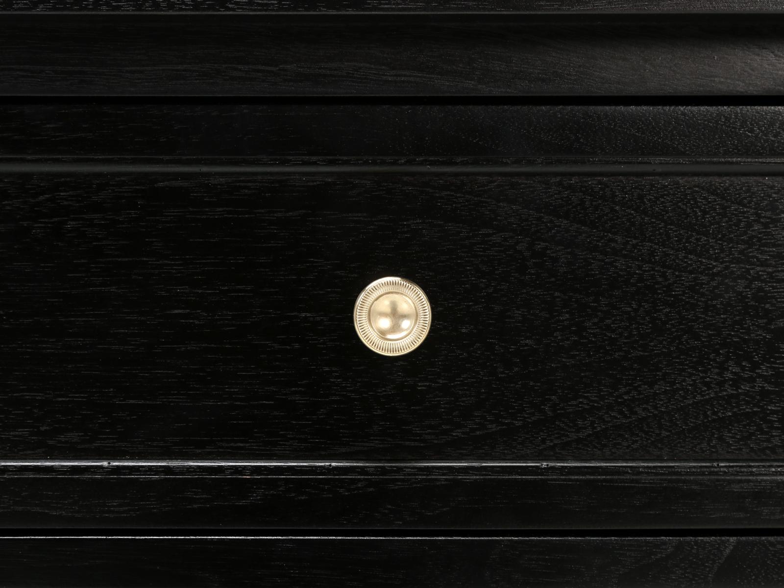 Custom Old Plank Directoire Inspired Ebonized Desk with Gilded Leather Top For Sale 6