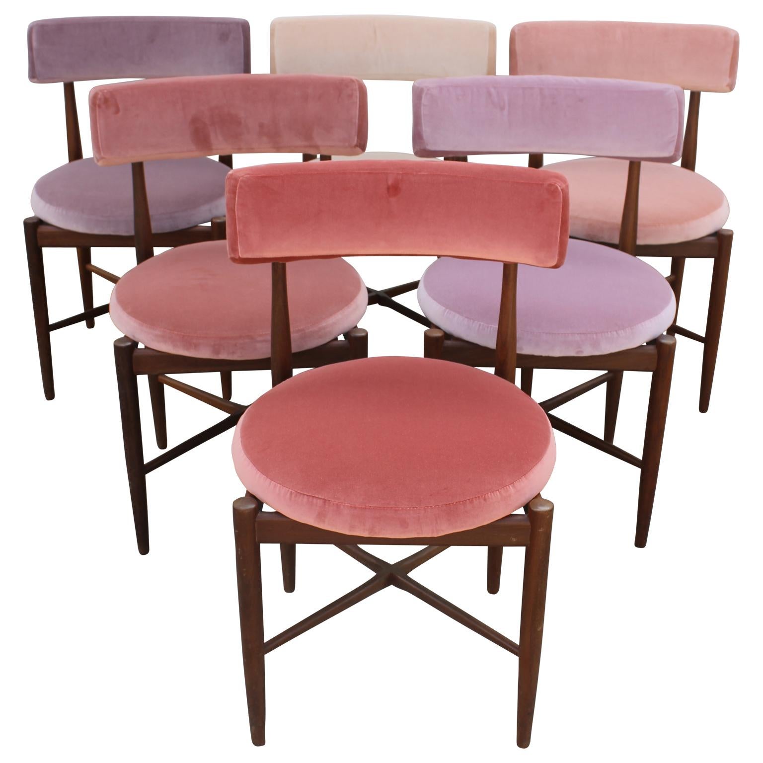 Mid-20th Century Custom Ombre Modern Teak Dining Chair Set by Victor Wilkins