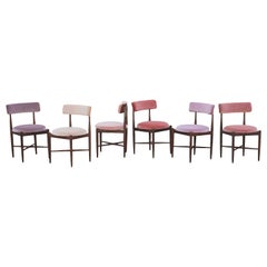 Retro Custom Ombre Modern Teak Dining Chair Set by Victor Wilkins