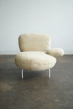 Custom One-Armed Lounge chair with shearling upholstery