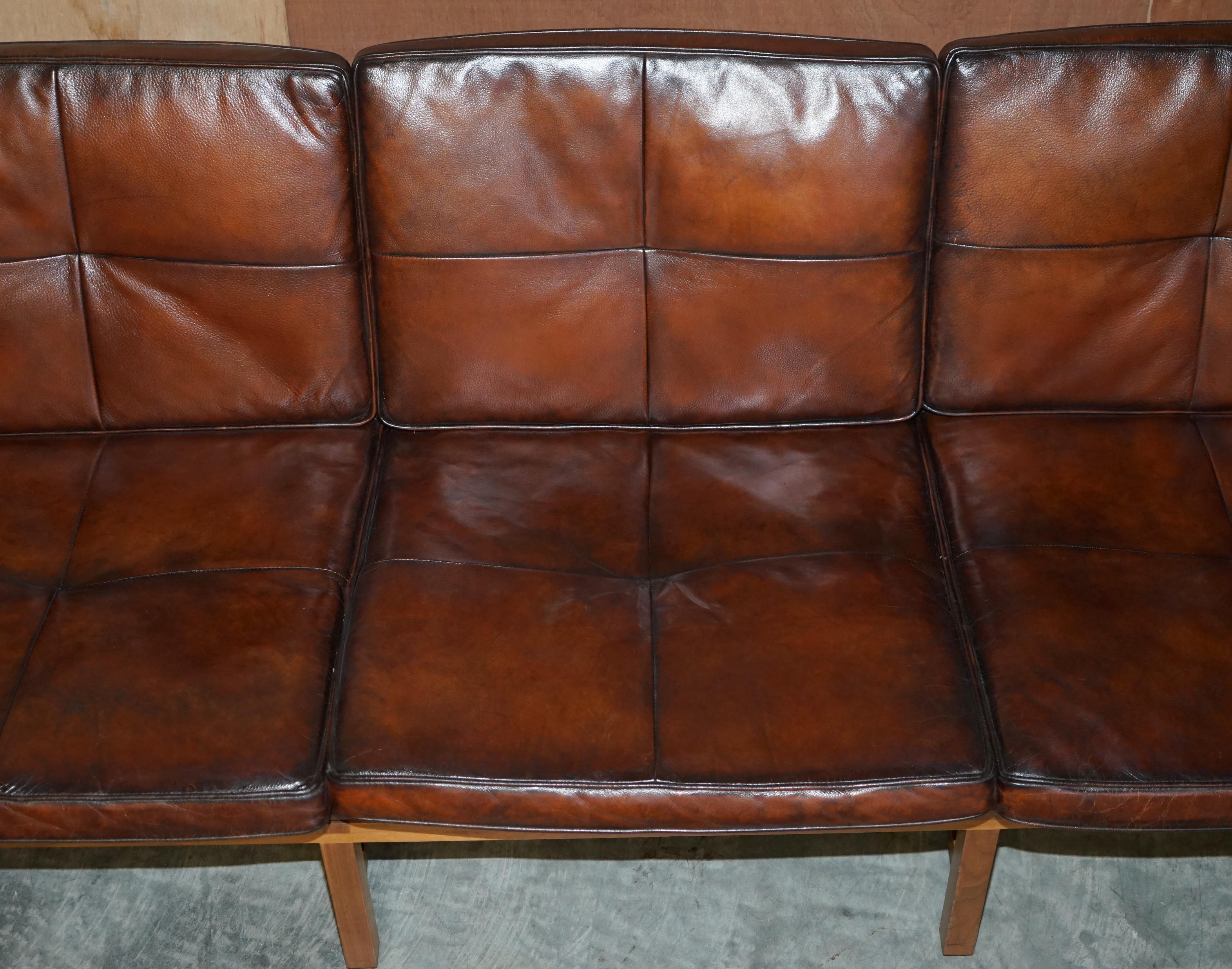 Custom One of a Kind Finish Bassam Fellows CB-53 Low Back Brown Leather Sofa 2