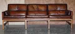 Custom One of a Kind Finish Bassam Fellows CB-53 Low Back Brown Leather Sofa