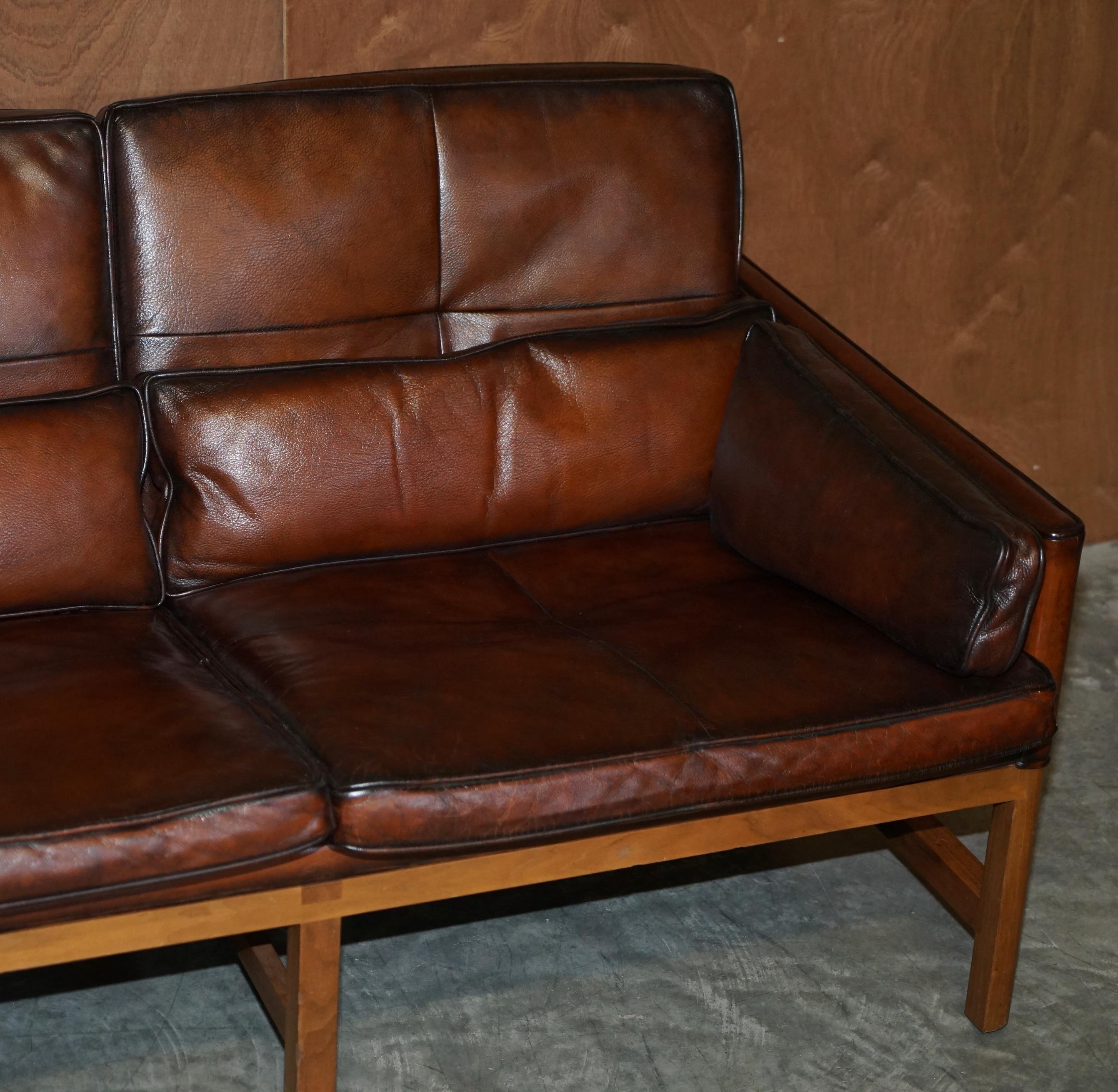 Mid-Century Modern Custom One of a Kind Finish Bassam Fellows CB-53 Low Back Brown Leather Sofa