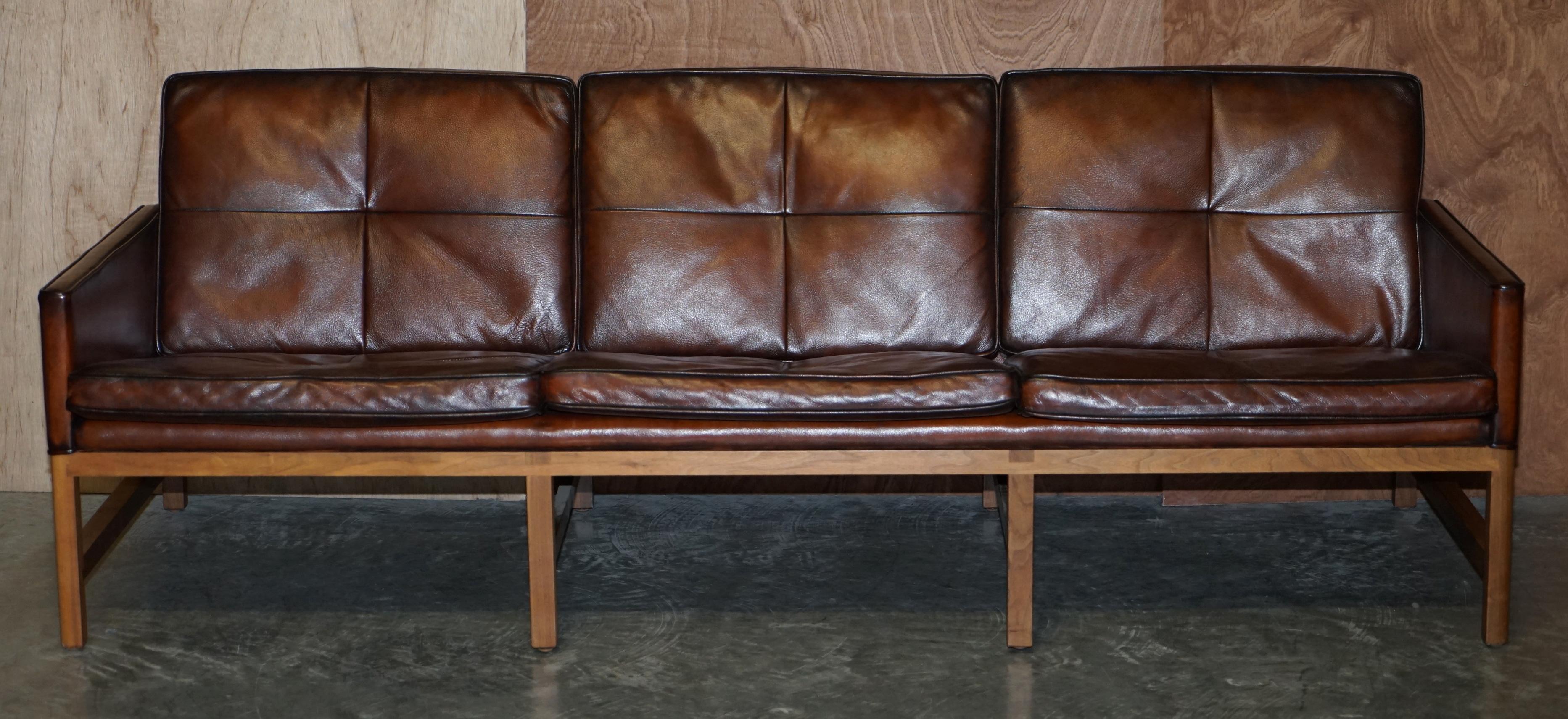 20th Century Custom One of a Kind Finish Bassam Fellows CB-53 Low Back Brown Leather Sofa
