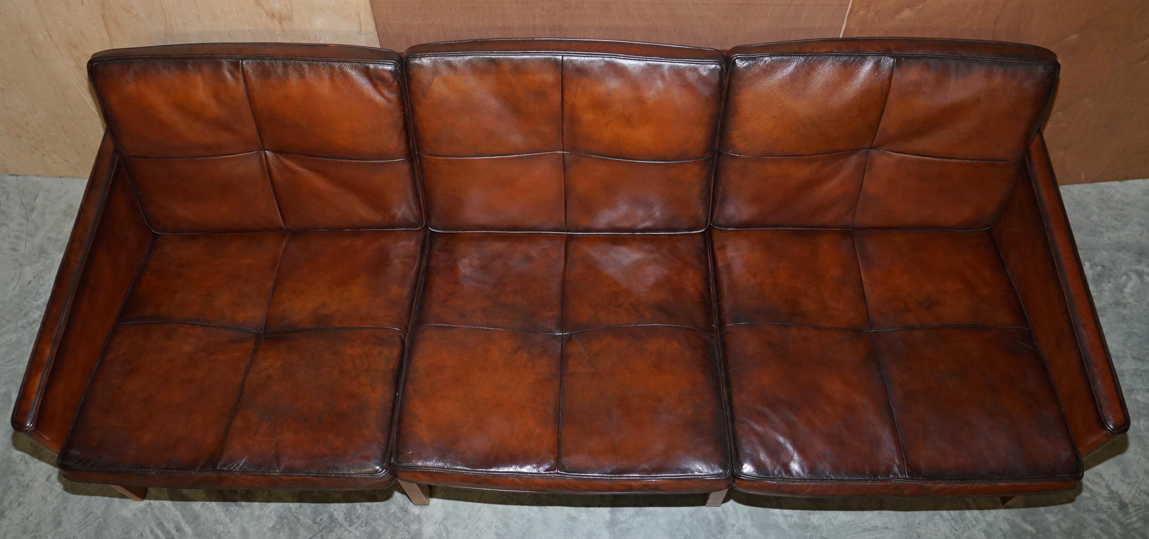 Custom One of a Kind Finish Bassam Fellows CB-53 Low Back Brown Leather Sofa 1