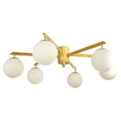 Benutzerdefinierte Opalglas-Globus und Messing 6 Arm Fixture