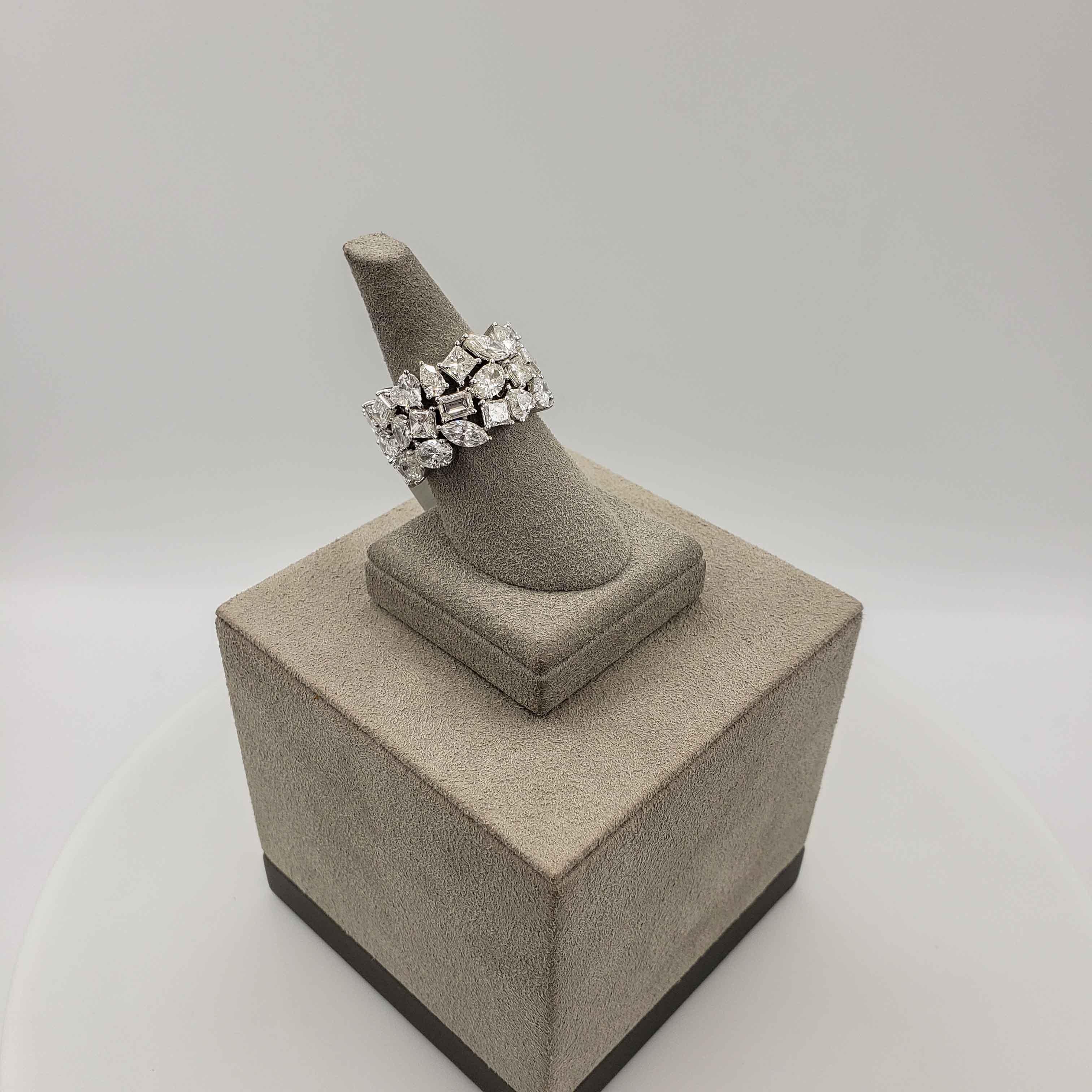 Contemporary Custom Order 12.87 Carat Fancy Cut Diamond Eternity Ring