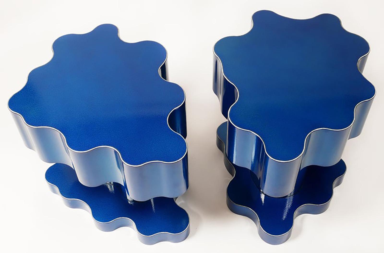 American Custom Order Deposit for 1 of 2 Bert Furnari Blue Studio Side Tables For Sale