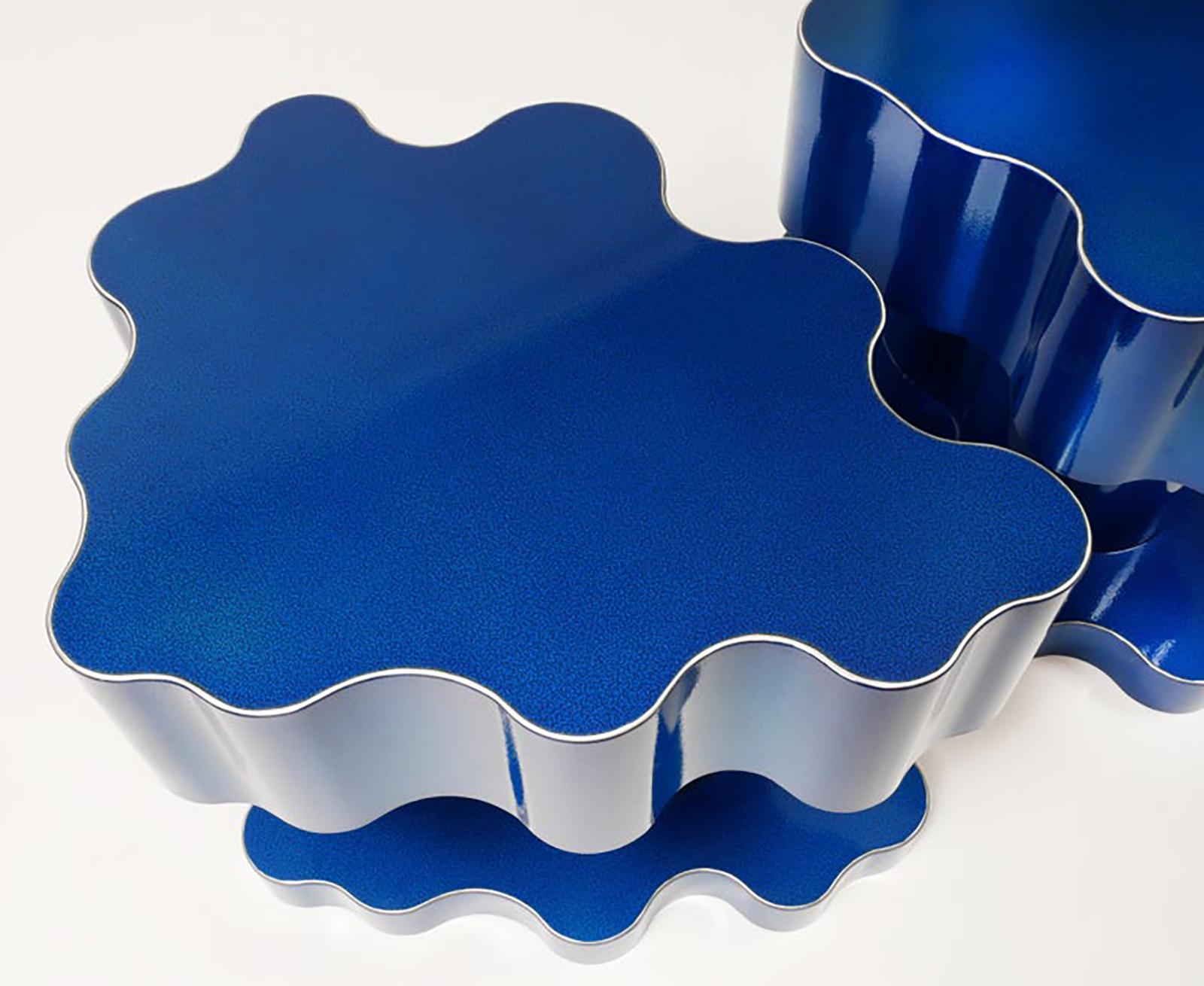 Hand-Crafted Custom Order Deposit for 1 of 2 Bert Furnari Blue Studio Side Tables For Sale