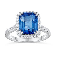 Custom Order 5.55 Carat Blue Sapphire and Diamond Ring