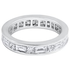 Custom Order: Alternating Princess Cut & Baguette Diamond Half-Way Wedding Band