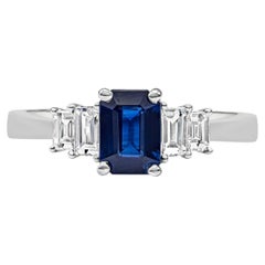 Custom Order: Blue Sapphire and Diamond Engagement Ring
