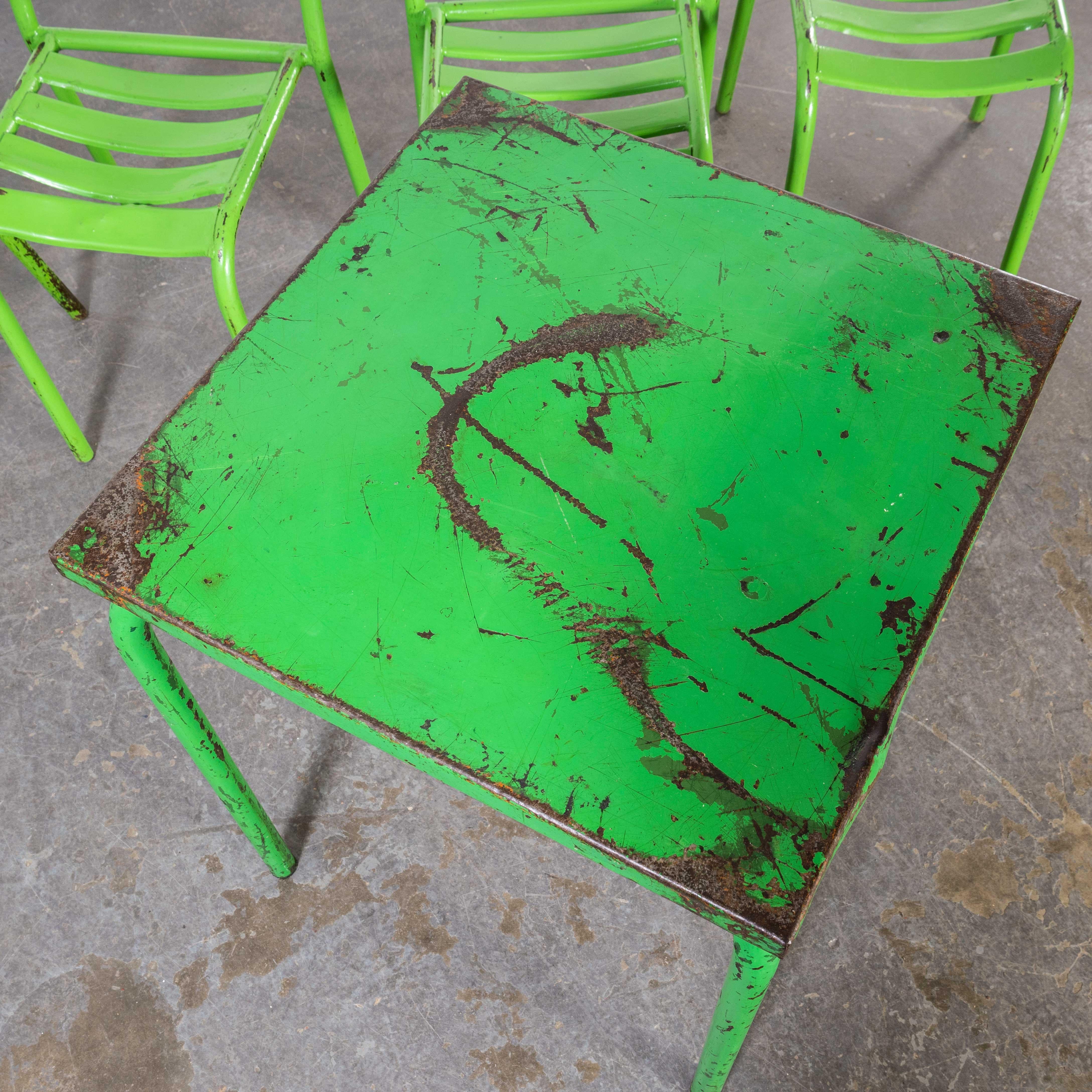 Mid-20th Century Custom Order for Christopher - 2 Red/Orange and 2 Green Metal Garden Tables