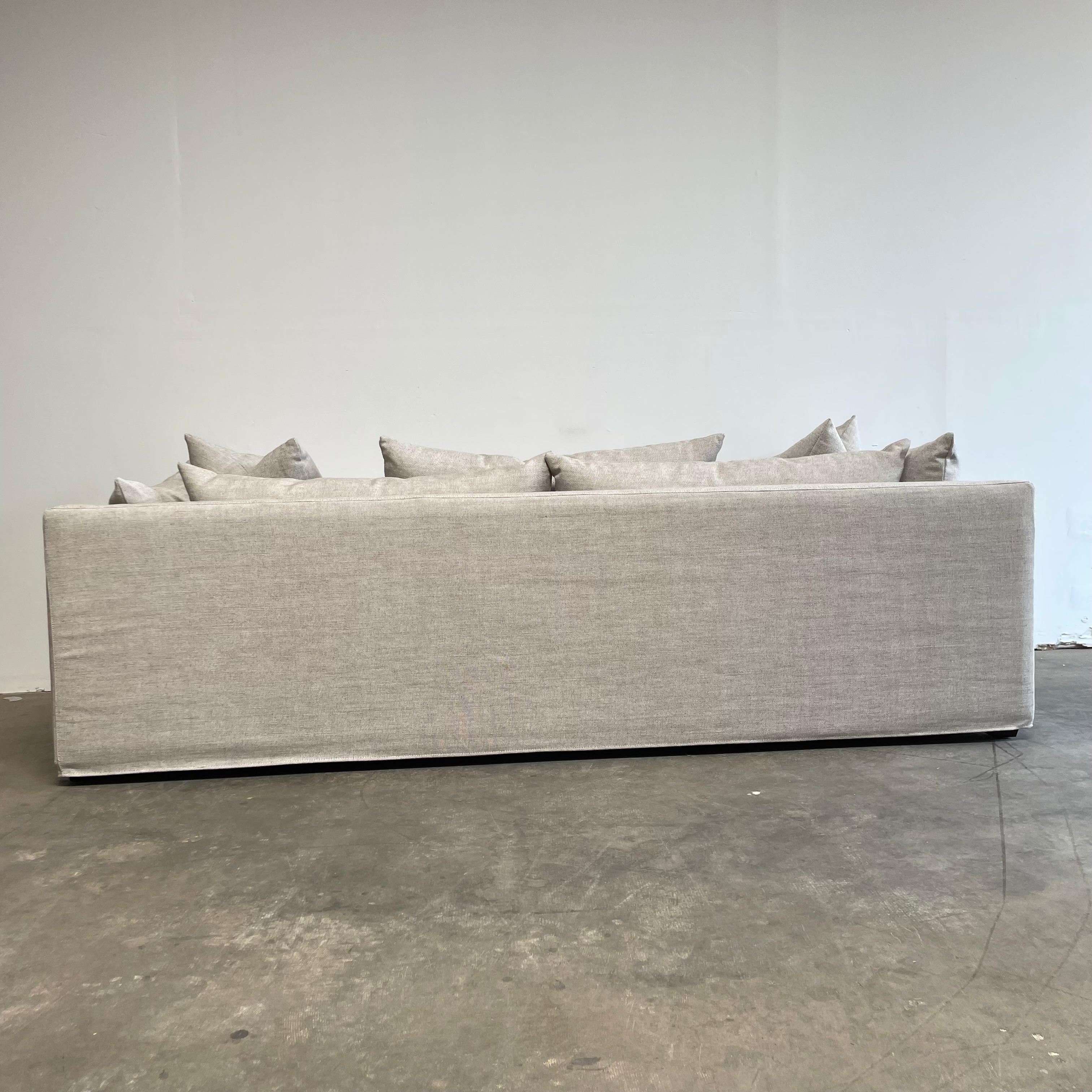 Custom Order for Isaac White Linen Slip Covered Sofa with Down Cushions 2