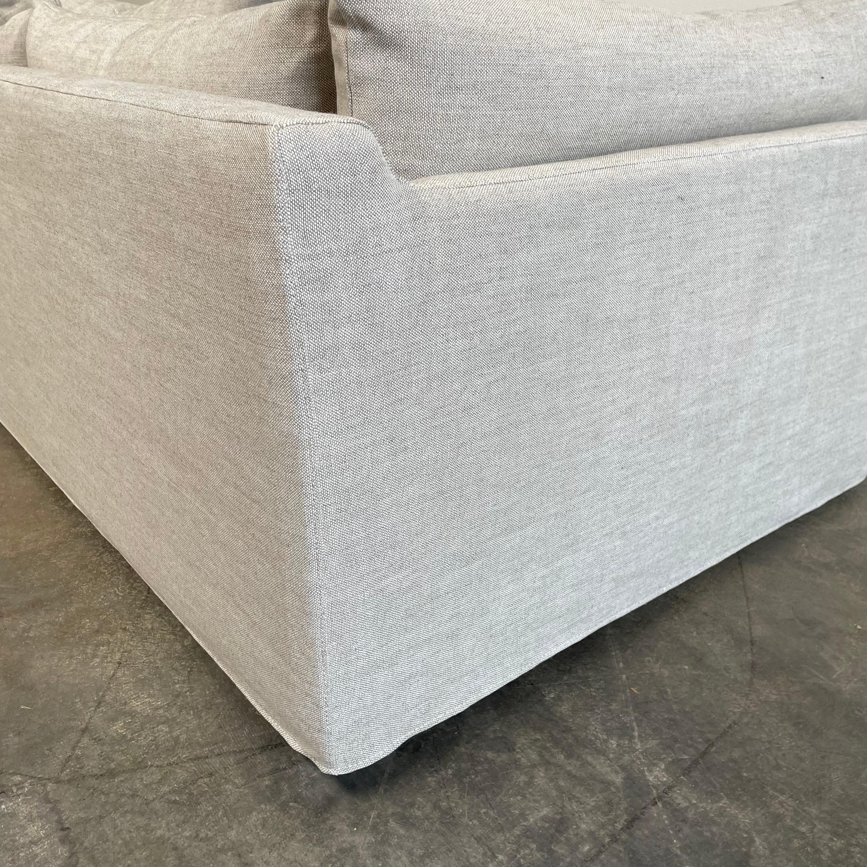 Custom Order for Isaac White Linen Slip Covered Sofa with Down Cushions 3