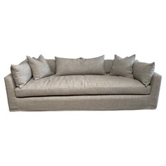 Custom Order for Isaac White Linen Slip Covered Sofa with Down Cushions