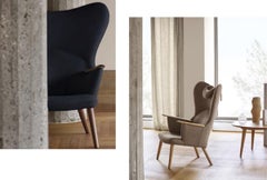 Custom order for Poonam, 2 CH78 in Fiord 0191 with the neck pillows, walnut legs