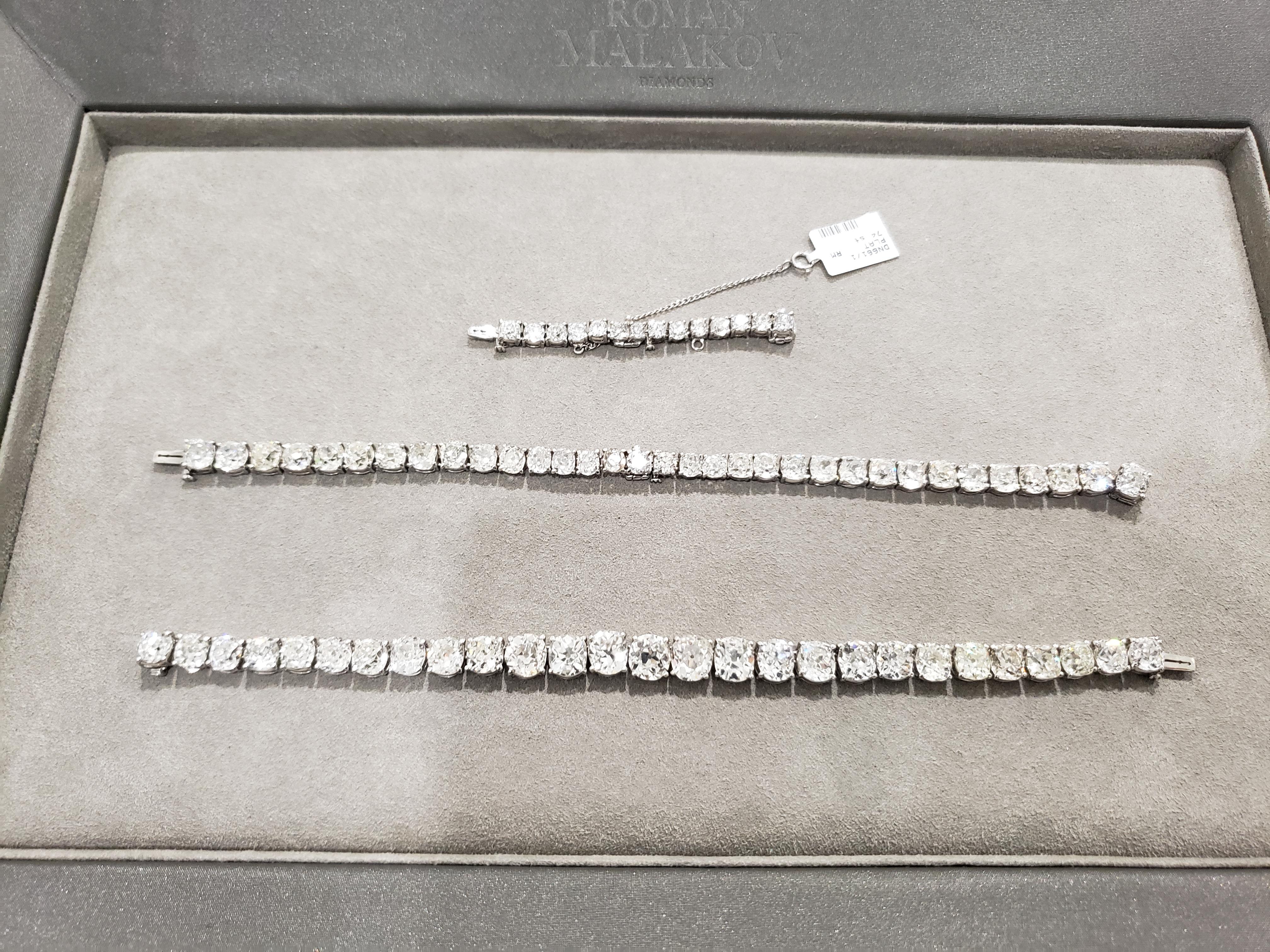 Women's Custom Order: Important Old Mine Cut Diamond Rivière Necklace 