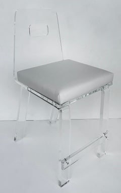 Custom Order Lucite Bar or Counter Stool with Upholstered Seats