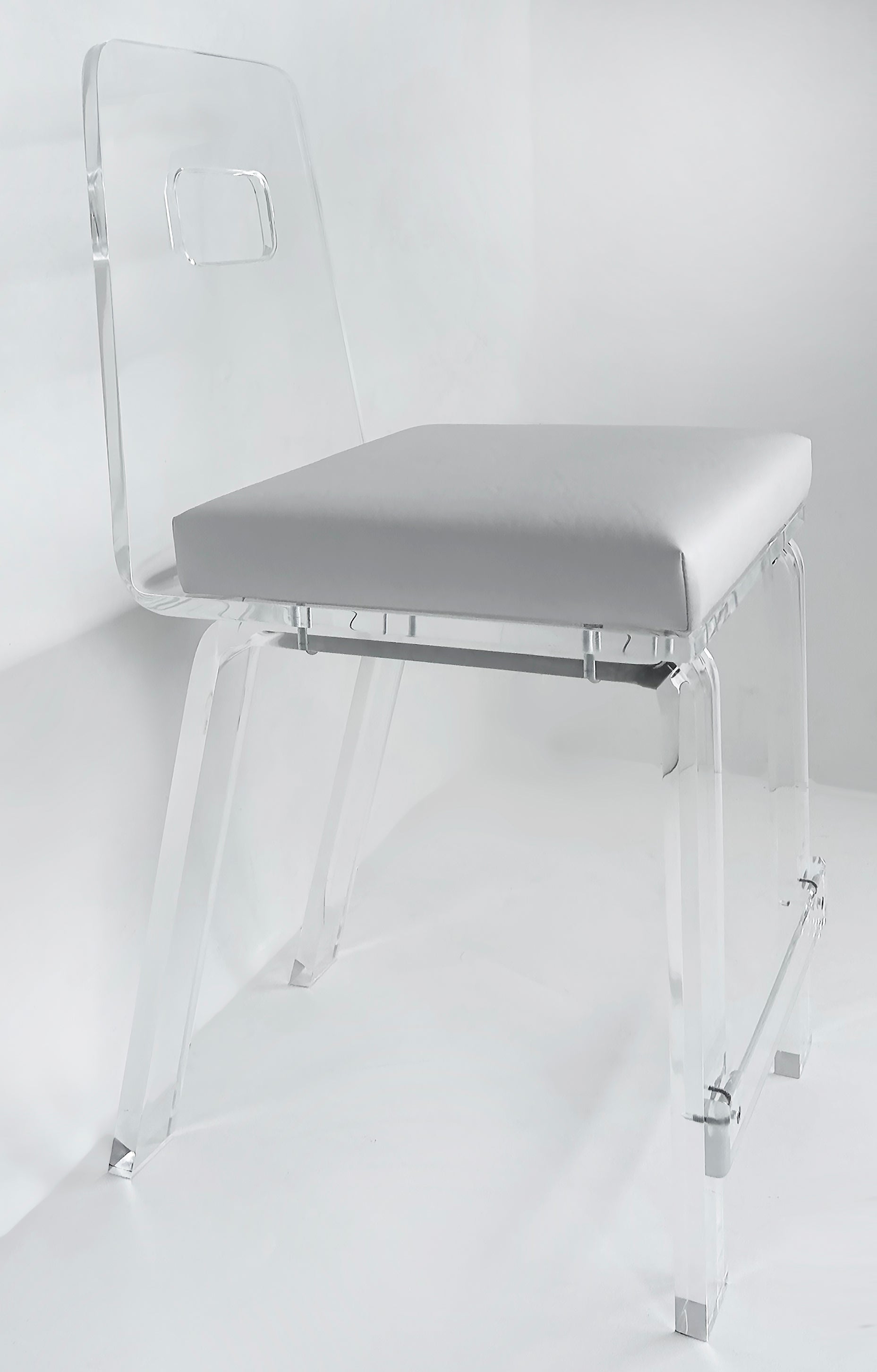 Mid-Century Modern Custom Order Lucite Bar or Counter Stool with Upholstered Seats For Sale