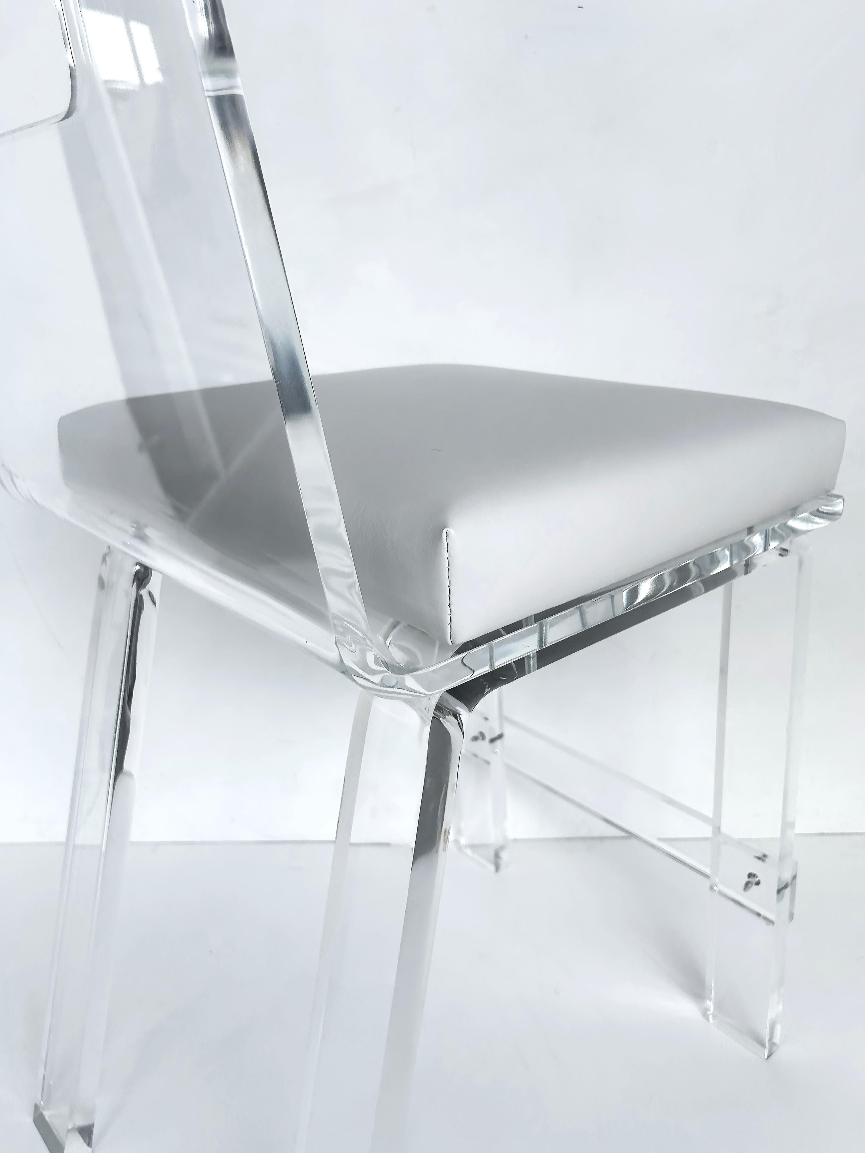 American Custom Order Lucite Bar or Counter Stool with Upholstered Seats For Sale
