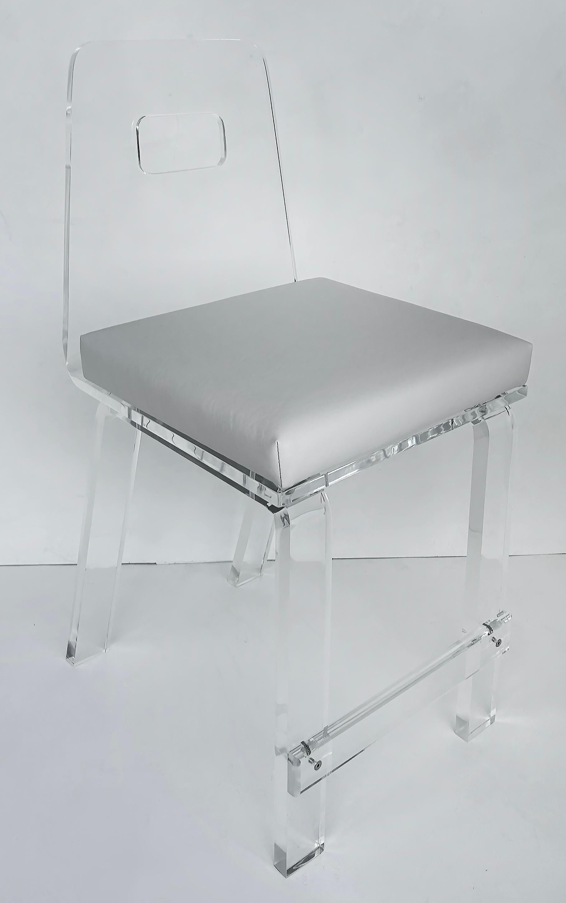 Custom Order Lucite Bar or Counter Stool with Upholstered Seats In New Condition For Sale In Miami, FL