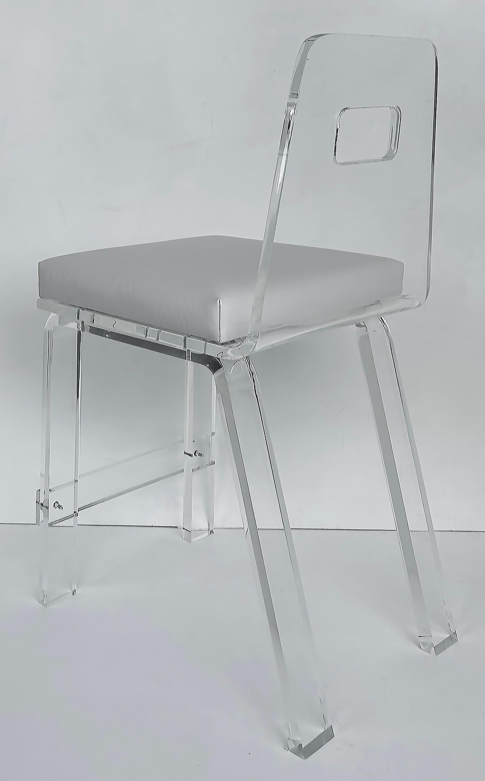 Contemporary Custom Order Lucite Bar or Counter Stool with Upholstered Seats For Sale
