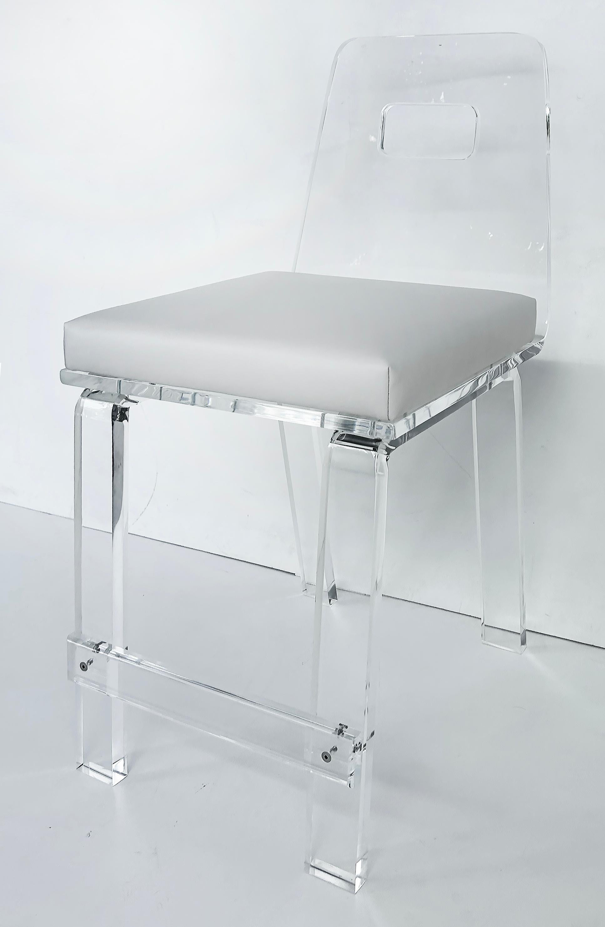 Custom Order Lucite Bar or Counter Stool with Upholstered Seats For Sale 2