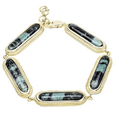 Commande personnalisée - Bracelet en jaspe naturel de 22 carats au total, plaqué or 24 carats