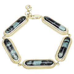 Pedido a Medida - Pulsera de Jaspe Natural 22 Quilates Total Plata Chapada en Oro 24K