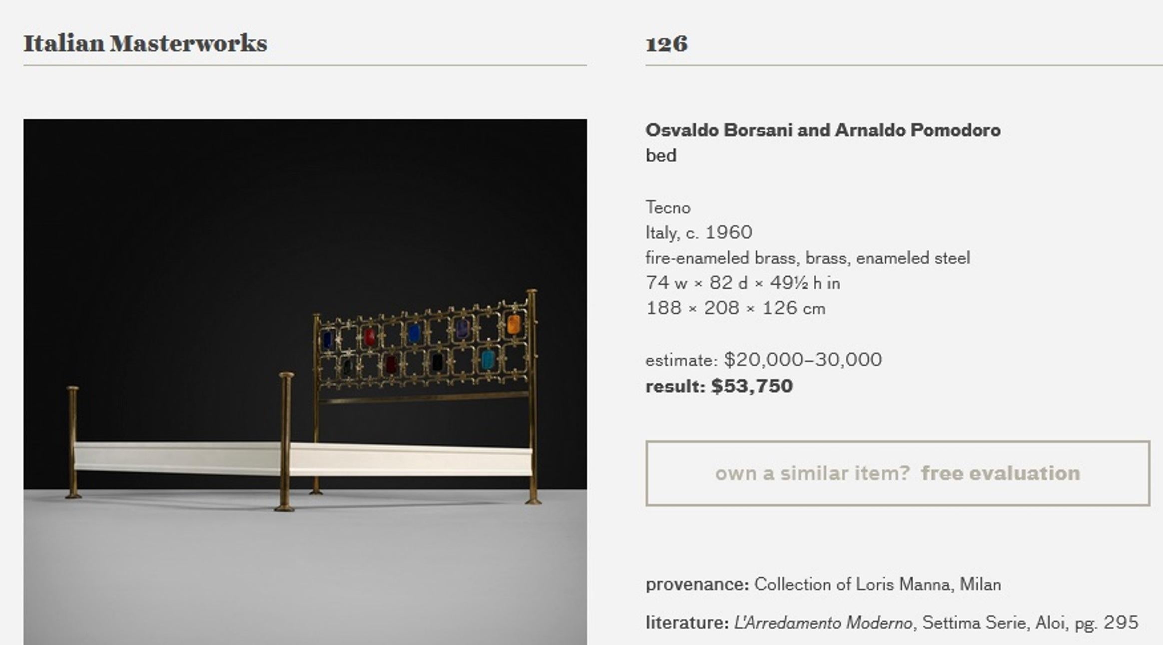 Custom Order Osvaldo Borsani Bed with nine Enameled Sculptures, 1959 with COA 10