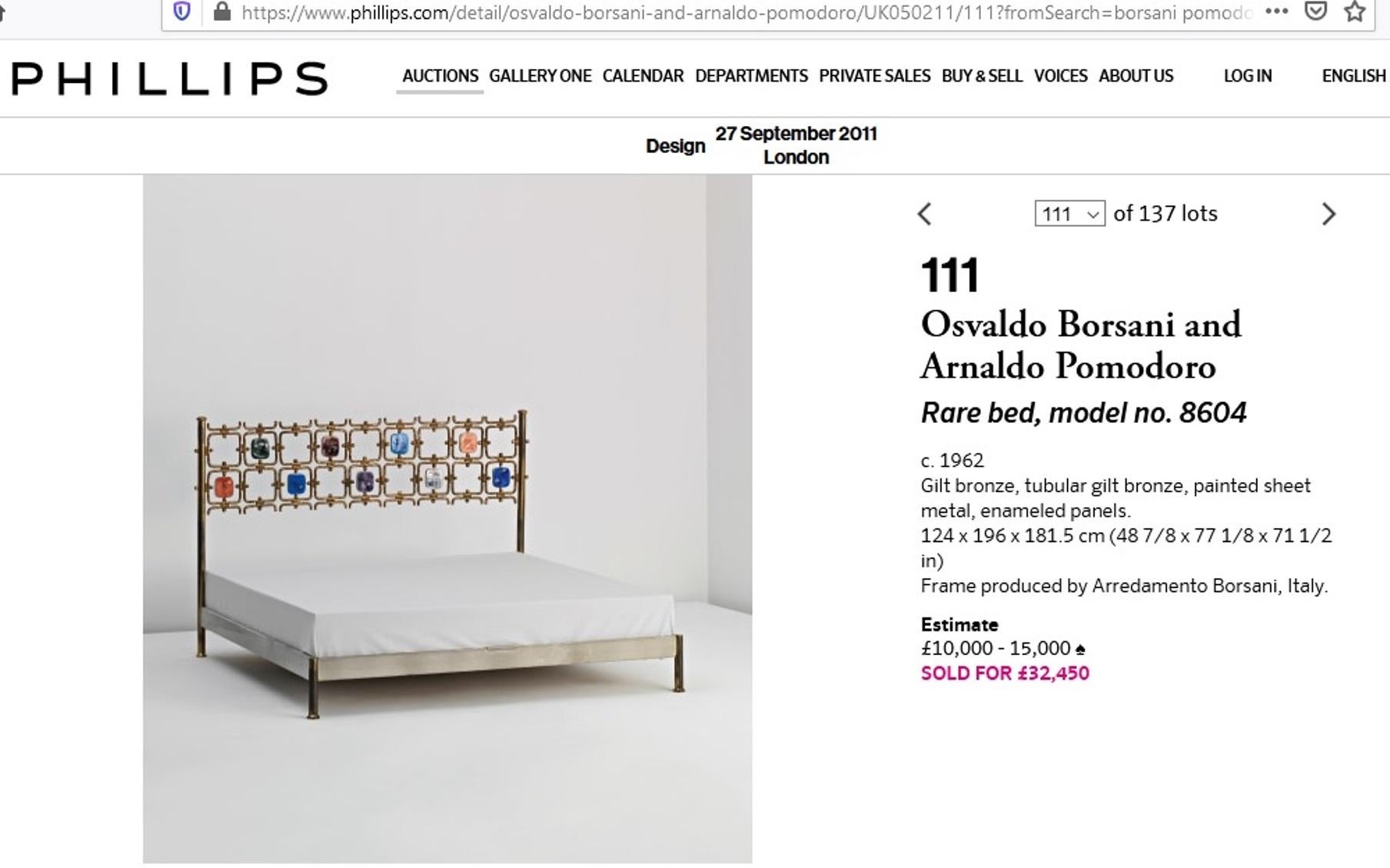 Custom Order Osvaldo Borsani Bed with nine Enameled Sculptures, 1959 with COA 11