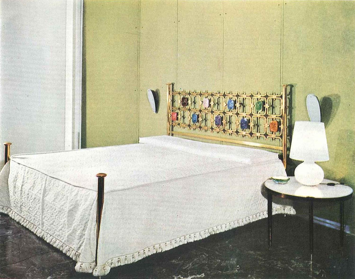 Custom Order Osvaldo Borsani Bed with nine Enameled Sculptures, 1959 with COA 13