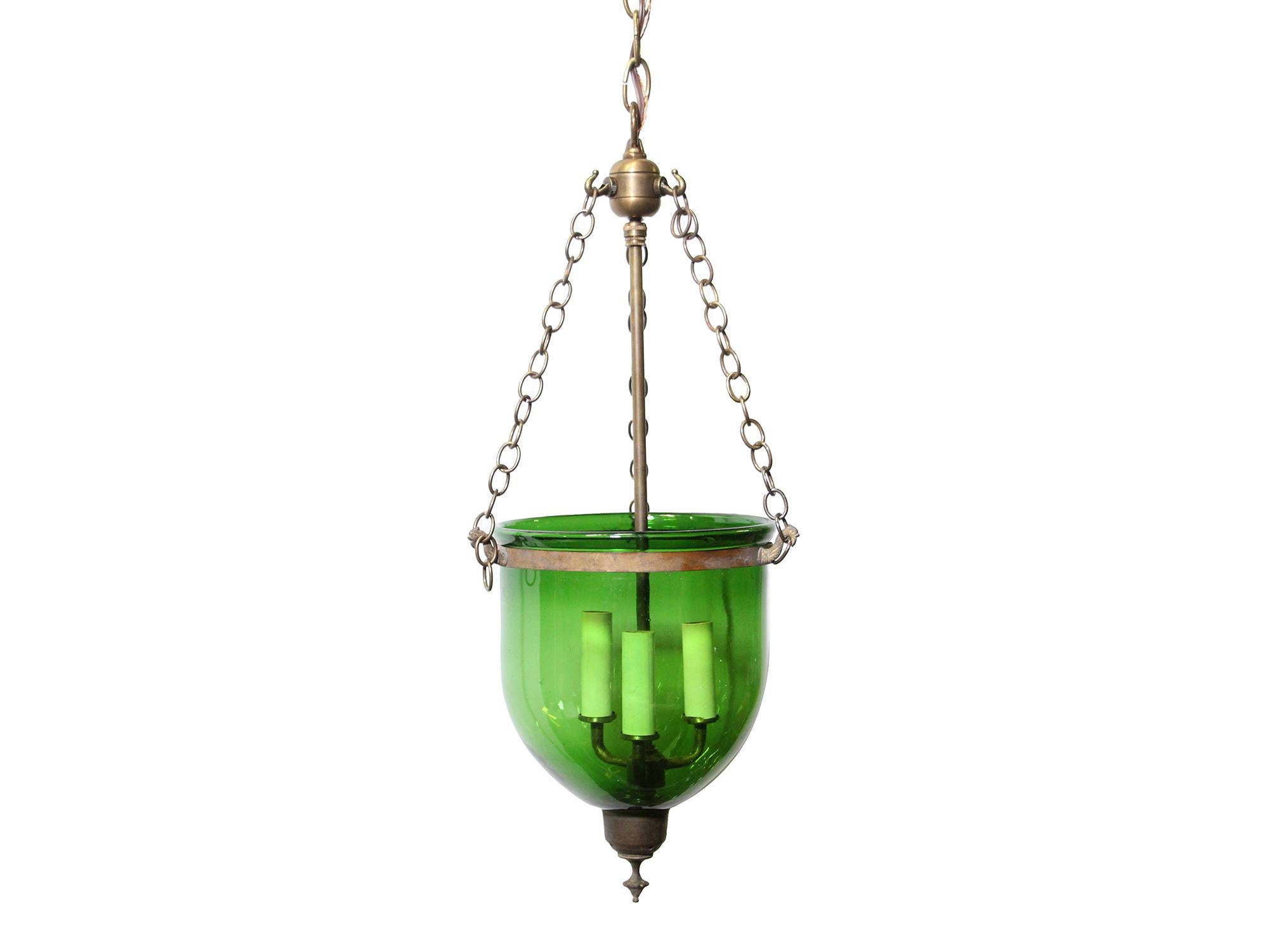 Custom Order Set of 3 + 2 Green Bell Jar Pendants Lights 1