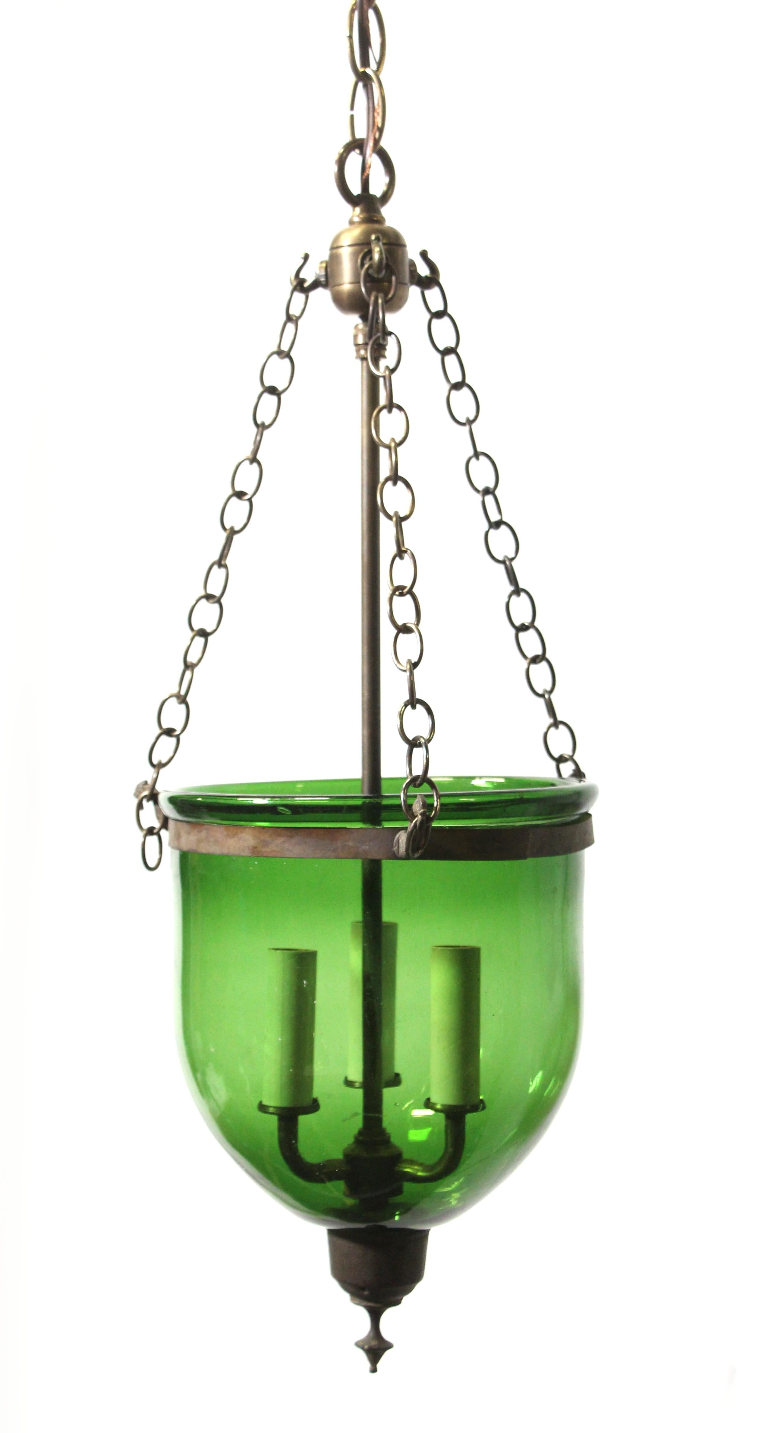 Custom Order Set of 3 + 2 Green Bell Jar Pendants Lights 3