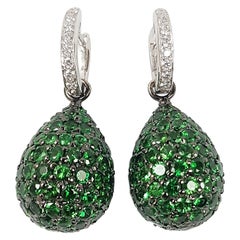 Custom Order Tsavorite with Diamond Pendant Set in 18 Karat White Gold Settings