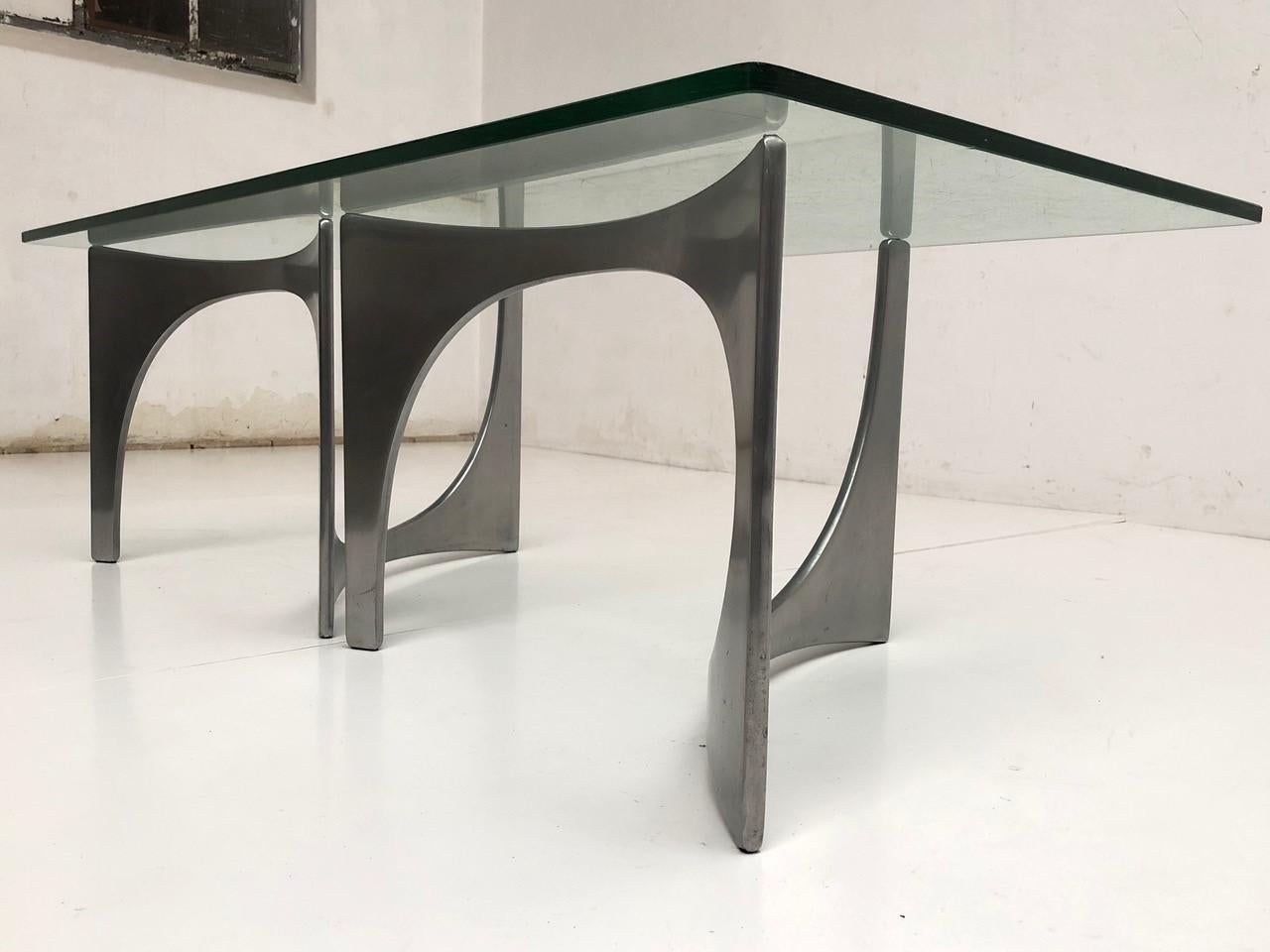 Beautiful and unique, custom order, sculptural form side table by German sculptor Knut Hesterberg , the twin sculptural elements can be arranged to taste to create many possible spatial relationships and are formed from high pressure die cast