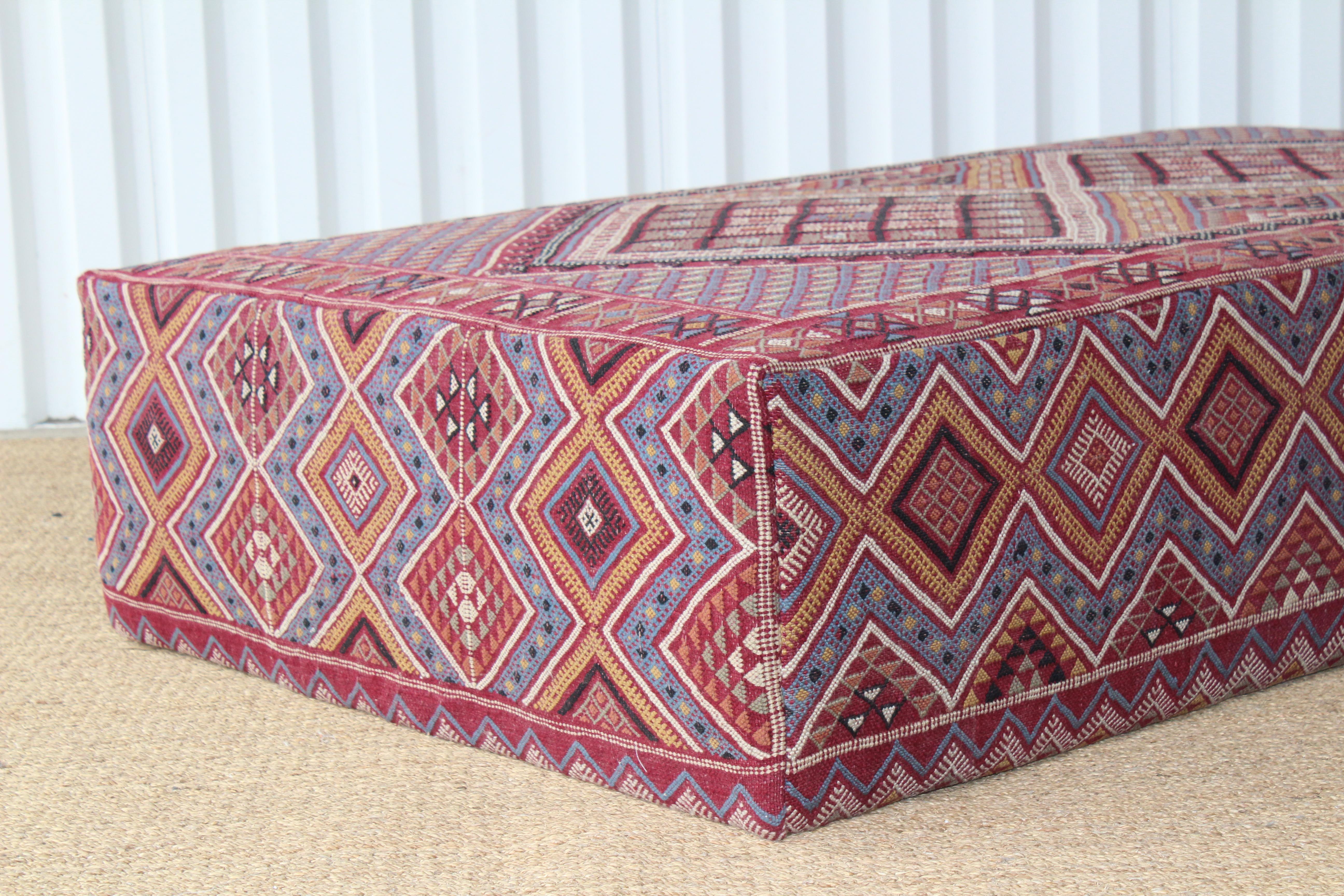 Custom Ottoman Upholstered with a Vintage 1960s Turkish Kilim 3