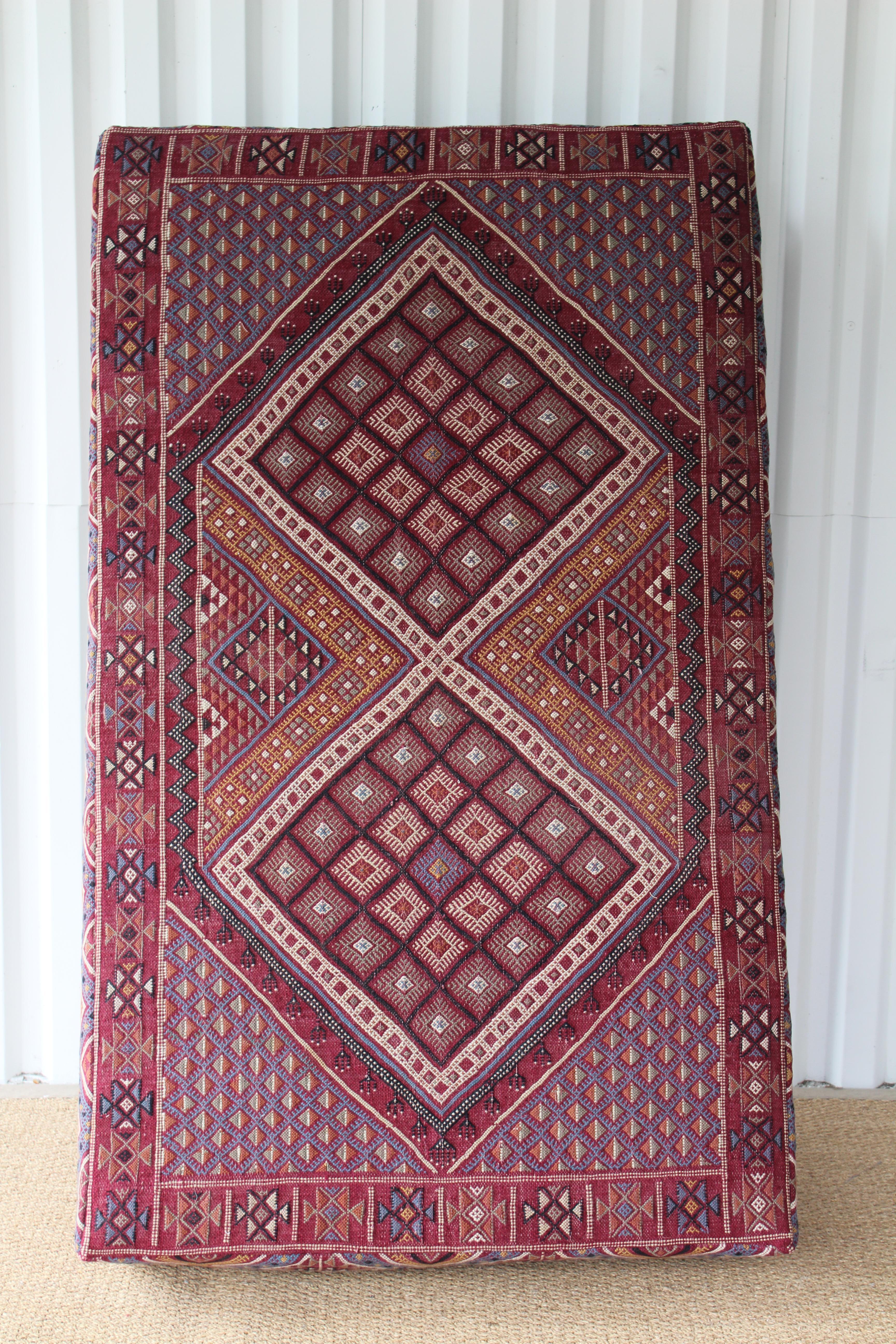 Custom Ottoman Upholstered with a Vintage 1960s Turkish Kilim 4
