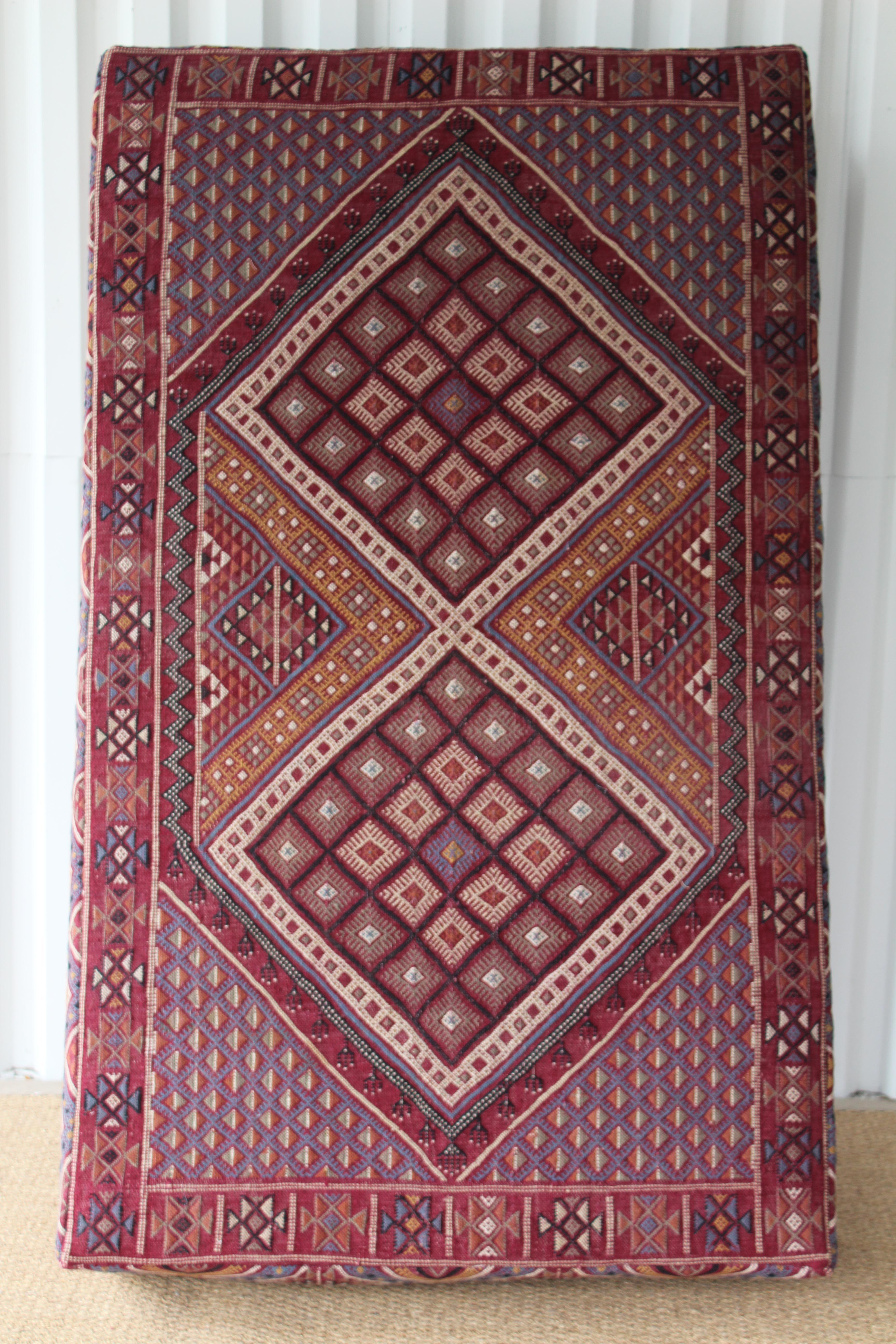Custom Ottoman Upholstered with a Vintage 1960s Turkish Kilim 5