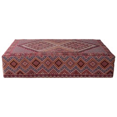 Custom Ottoman Upholstered with a Vintage 1960s Turkish Kilim