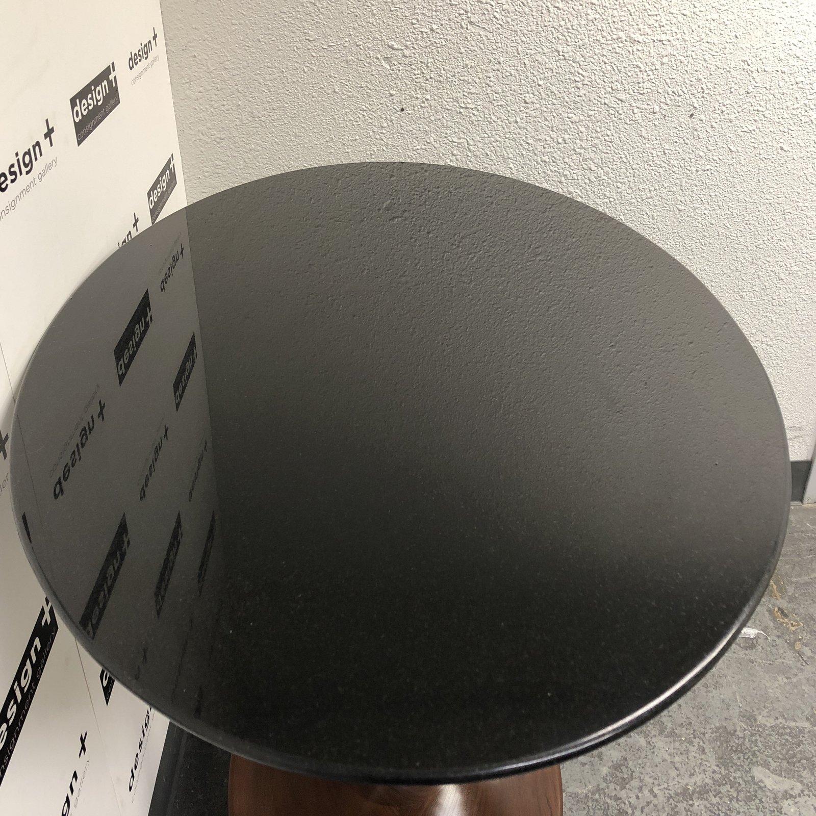 American Custom Oval Midcentury Style Walnut and Black Sapphire Granite Top