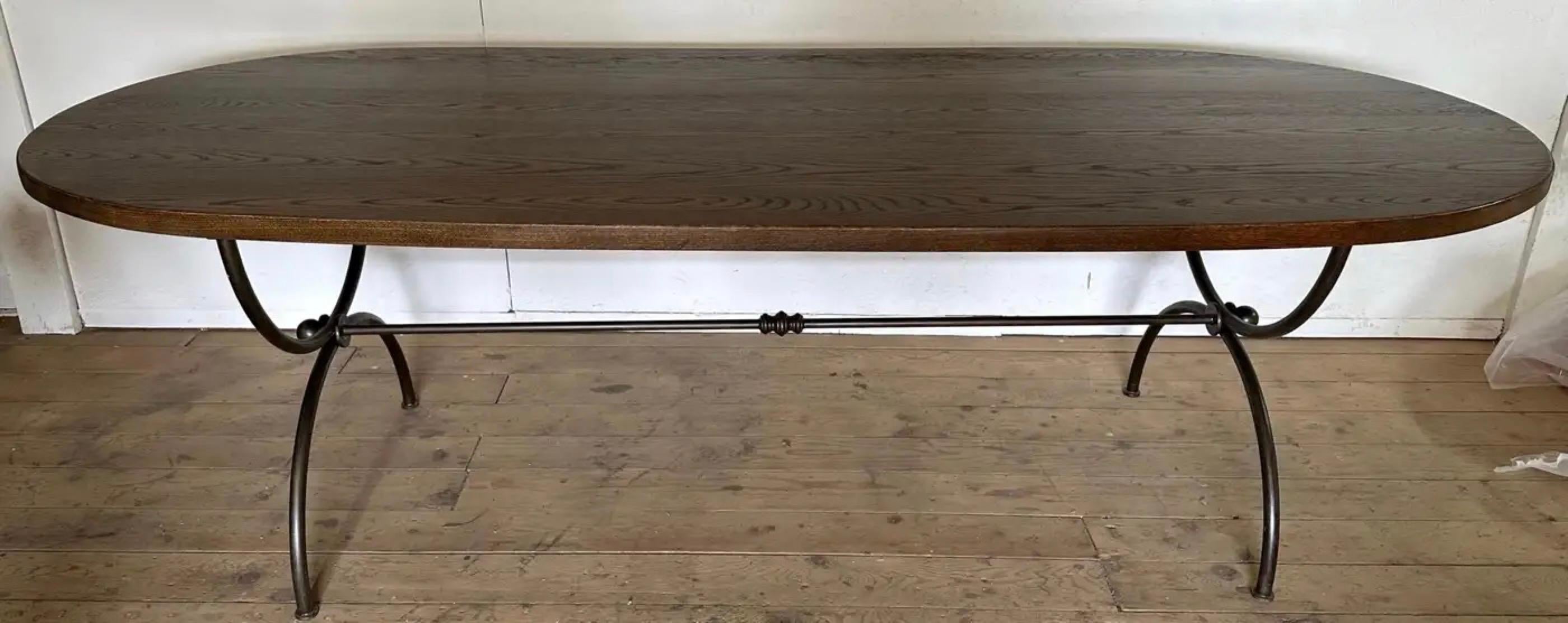 Custom Oval Oak Top With Metal Base Dining Table Base For Sale 5